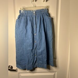 VTG Denim Skirt Button Down W/ Pockets Essential Sport XS